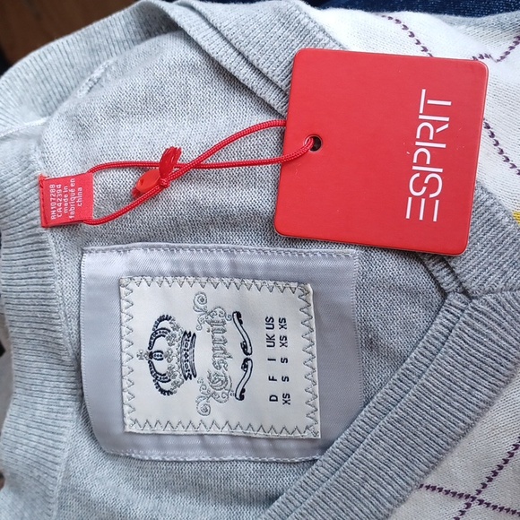 Esprit Lightweight Cotton Argyle V-Neck Sweater NEW- Sz. XS - Picture 2 of 14